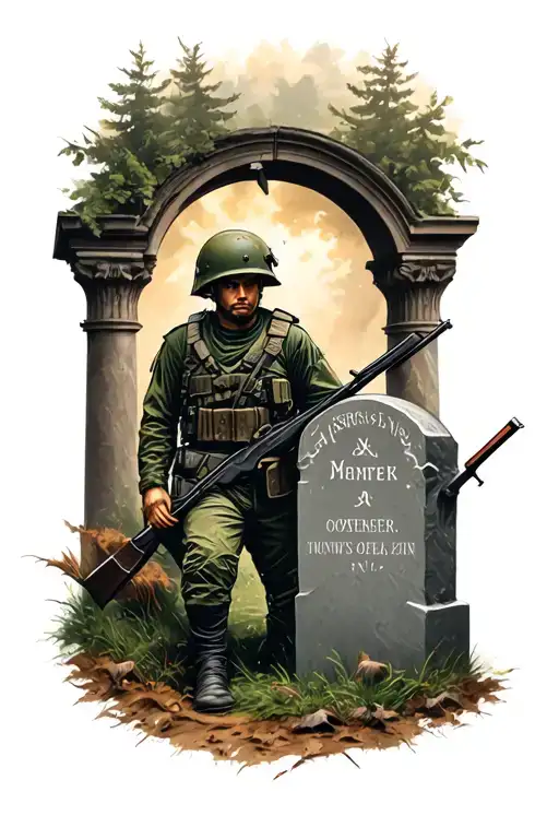 Soldier And Grave Stone Surrounded