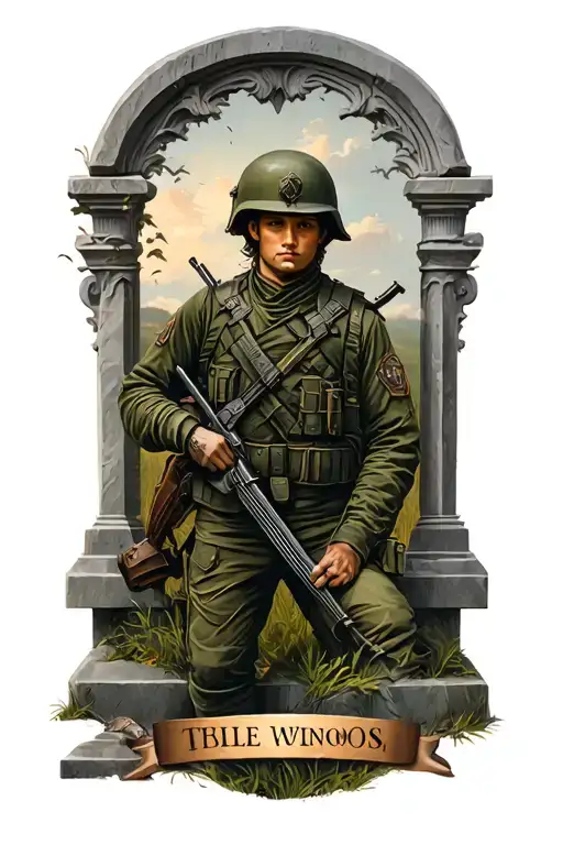 Soldier And Grave Stone