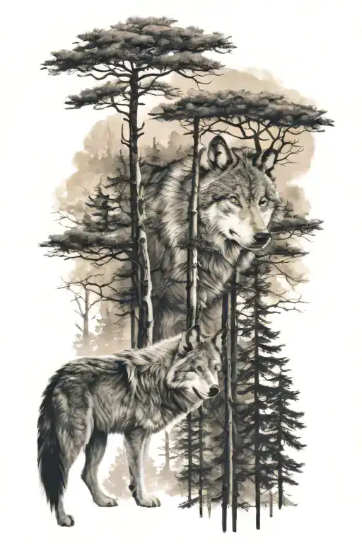 Wolfs Forest Trees Background Looking