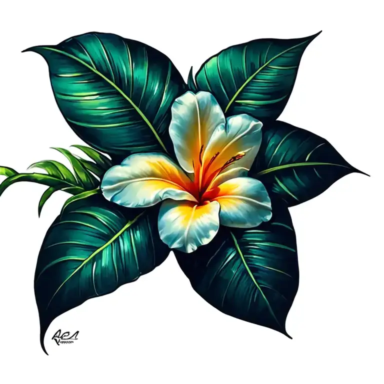 Hawaii Inspired Tattoo Incorporating Elements