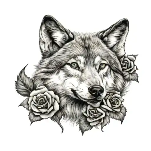 Wolf Blended By Roses