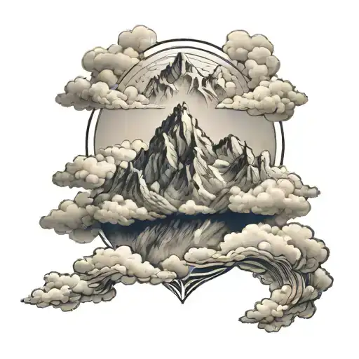 Mountain Background With Esse Quam Videri Spelt Out Above The Clouds