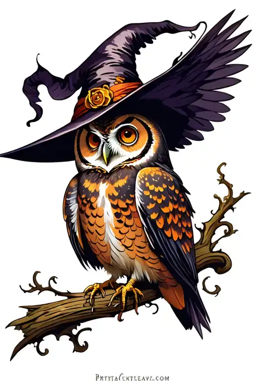Witch Pinup With Owl