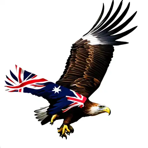 Australian Flag Intertwined Eagle Soaring