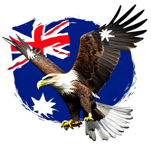 Australian Flag Intertwined Eagle Soaring