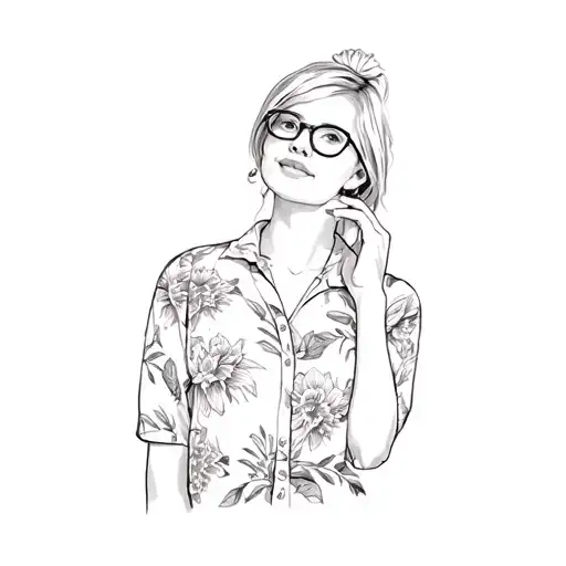 A Woman Wearing Glasses And A Floral Shirt