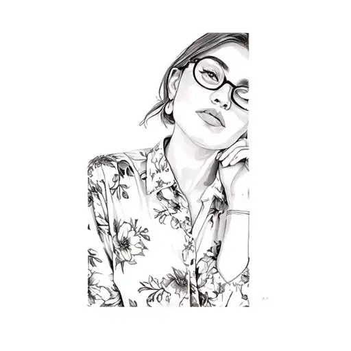A Woman Wearing Glasses And A Floral Shirt