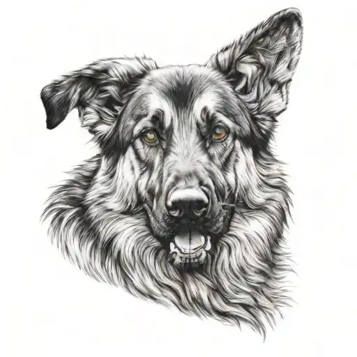 German Shepherd Dog Tribute Tattoo Combining Elements
