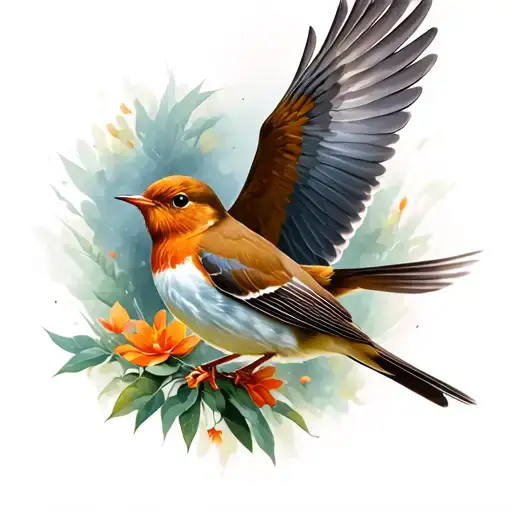 Robin Bird Flying Towards