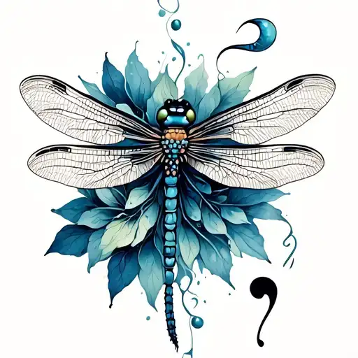Fine Line Tattoo With Dragonfly And A Semicolon Incorporated