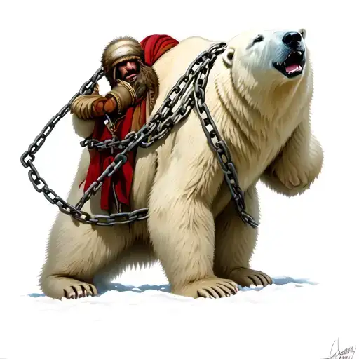 Polar Bear Wearing Chains Attacked By Eskimos