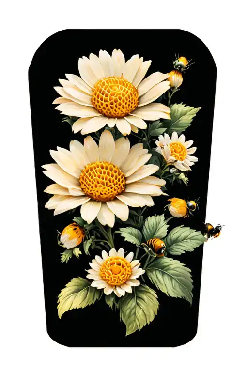 Bee Hive Honey Comb Flowers