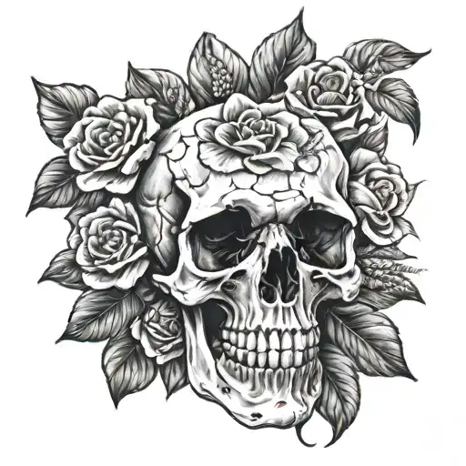 Skull And Flowers