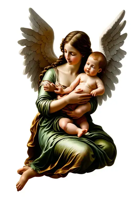Mother Angel Holding Her Baby Boy