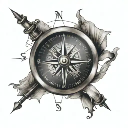 Compass With Needle Pointing South