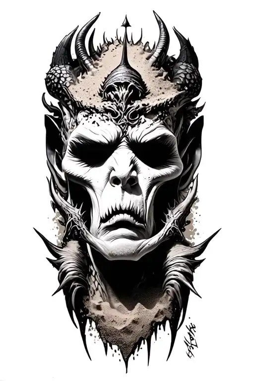 Garra Tattoo With Sand And Demons