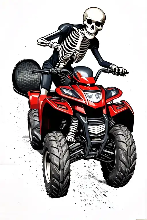 Skeleton Riding Quad Bike