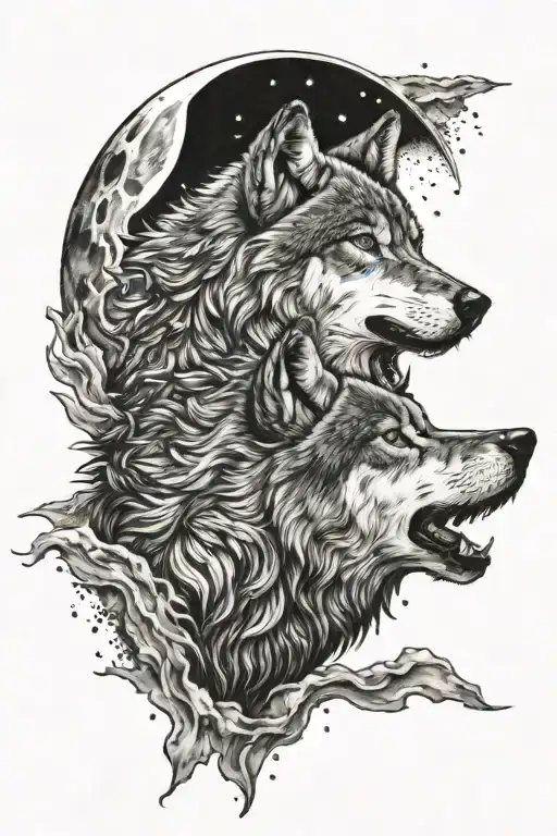 Wolf Howling Moon