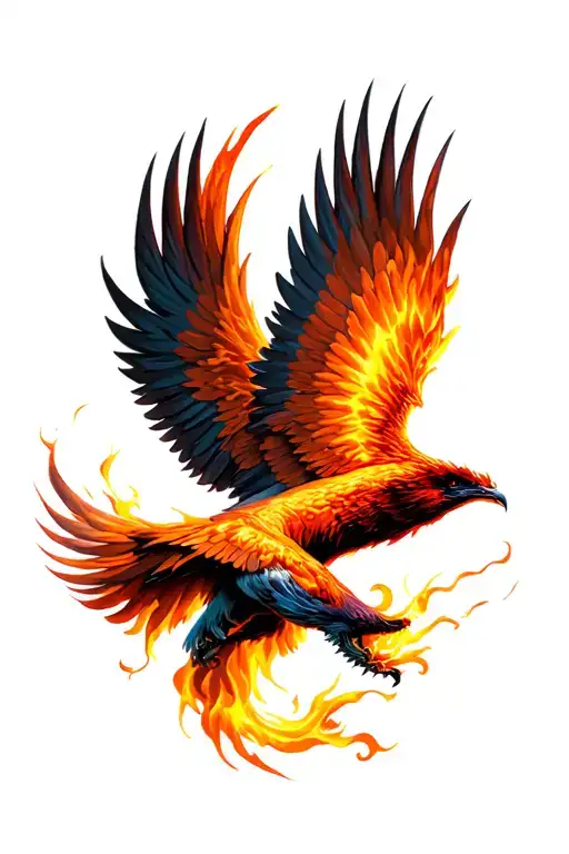 Phoenix Flying From The Spark Of Flame