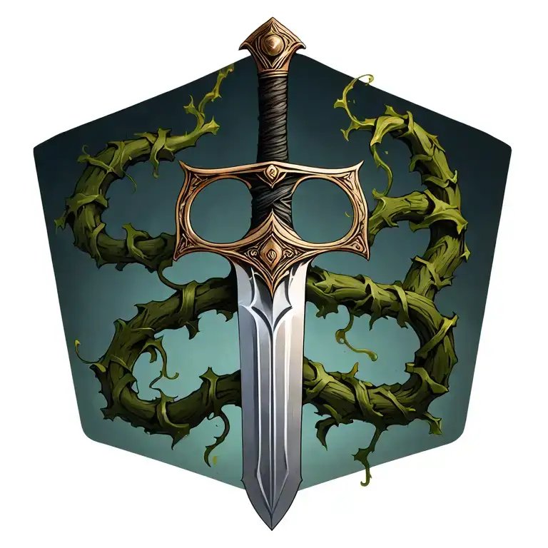 Medievil Sword With Vines Wrapped Around It