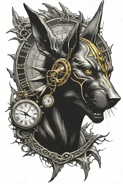 Clock Anubis Lightning Bolt Striking