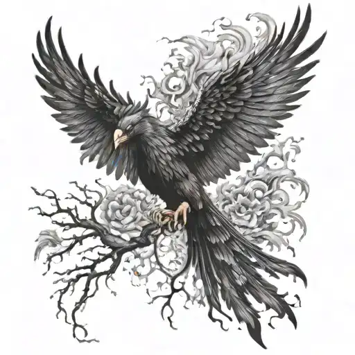 Black Phoenix Rising From Ashes