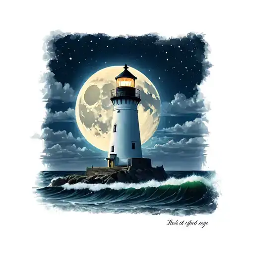 Lighthouse And Moon