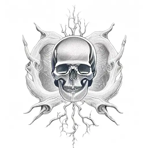 Skull With Roots And Tree Of Life