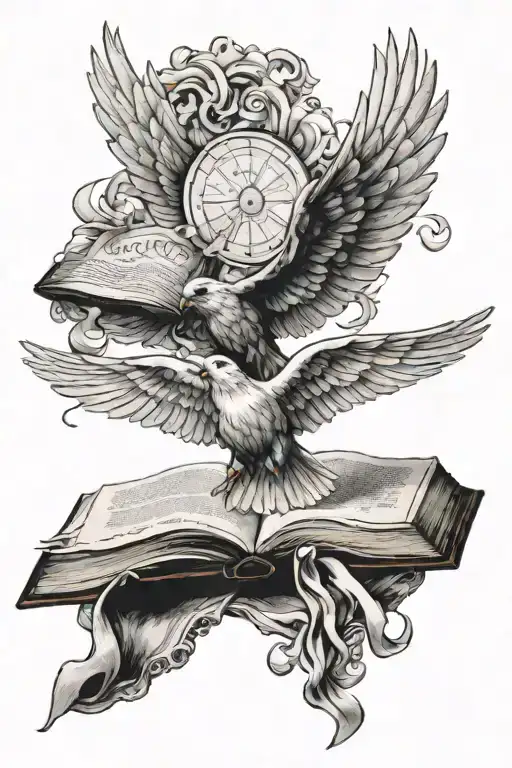 Holy Spirit Flying Over An Opened Bible