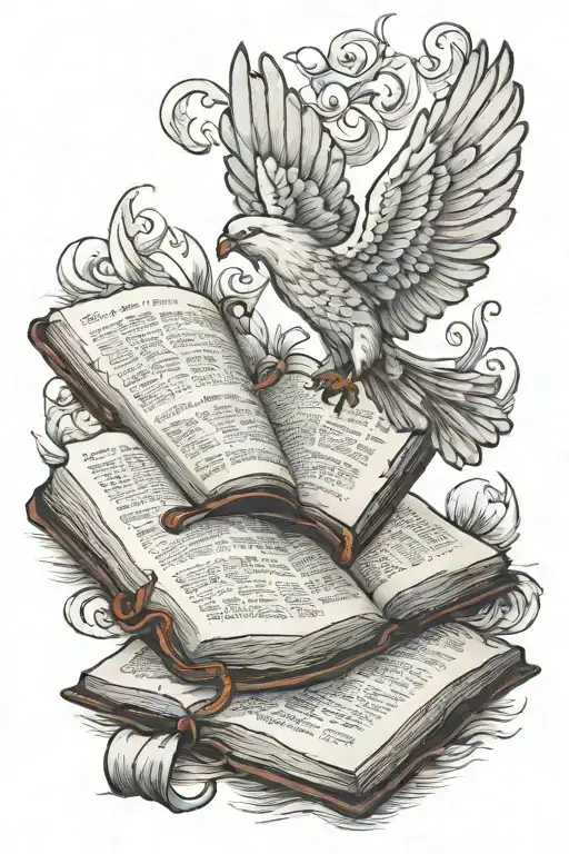 Holy Spirit Flying Over An Opened Bible