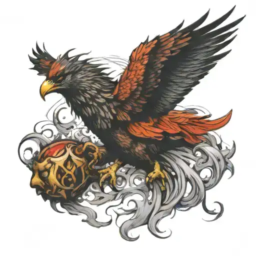 Phoenix Carrying A Bulls Head Half Sleeve
