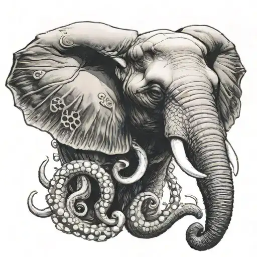 Elephant Head With Octopus Arms Outstretched