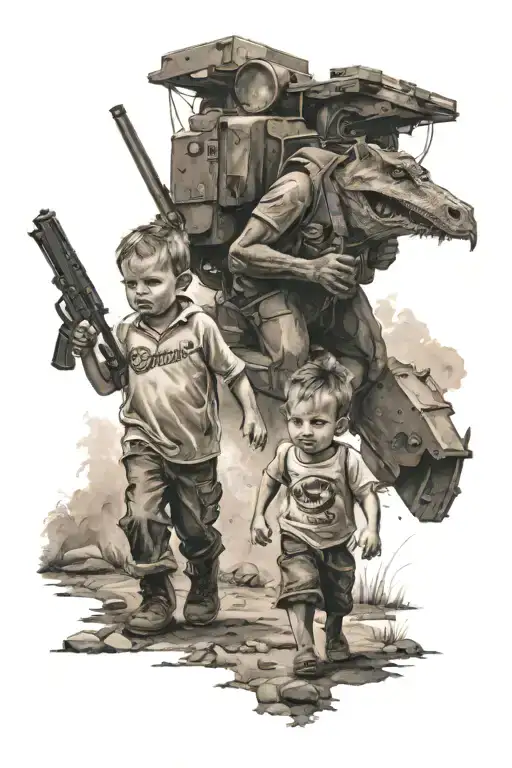 Brothers Bigger And Younger Brother Walking