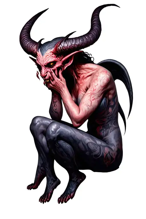 Realistic Demon Whispering In Ear Sitting