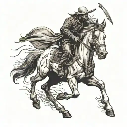 Horseman Of Death On Horse With Sickle