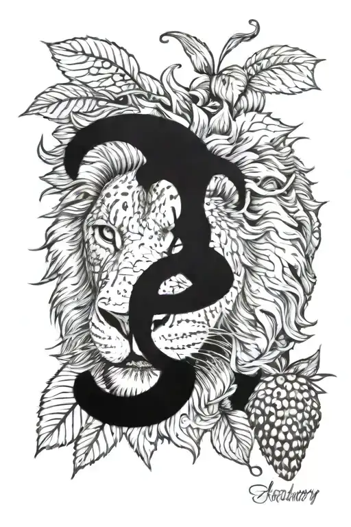 Strawberry With Lion Head With Date Of July 19 With Letter Of Strawberry