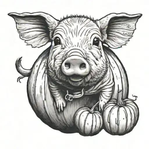 A Pumpkin With A Piglet