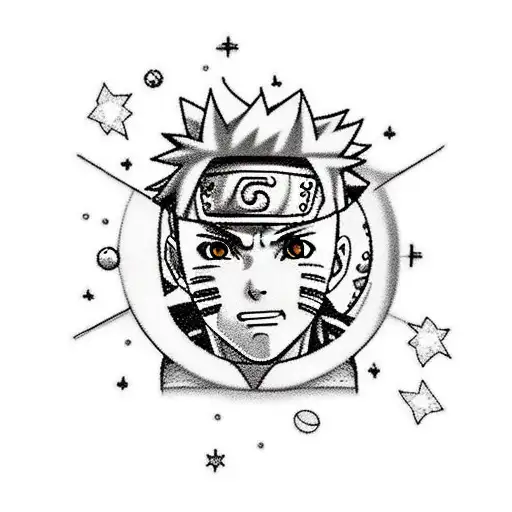 Realistic Portrait Of Naruto With Planets And Stars As The Background