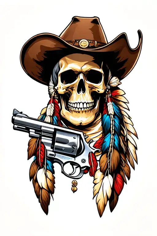 Western Skull And Classic Rock Music Inspired Revolver Native American