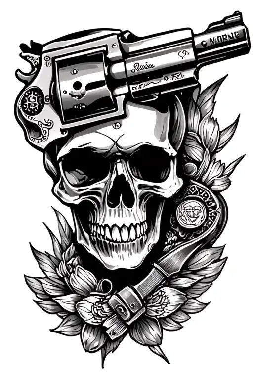 Western Skull And Classic Rock Music Inspired Revolver
