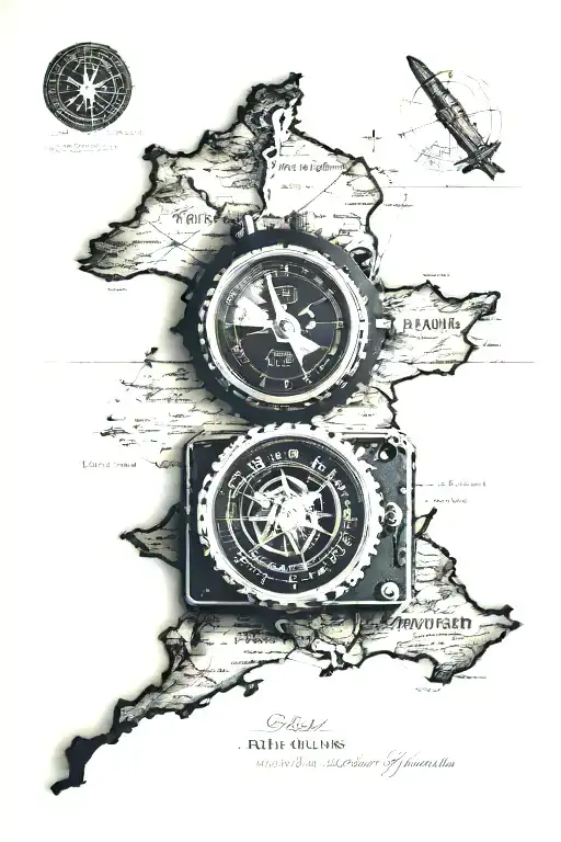 An Old Photograph Lying On An Old Map Map