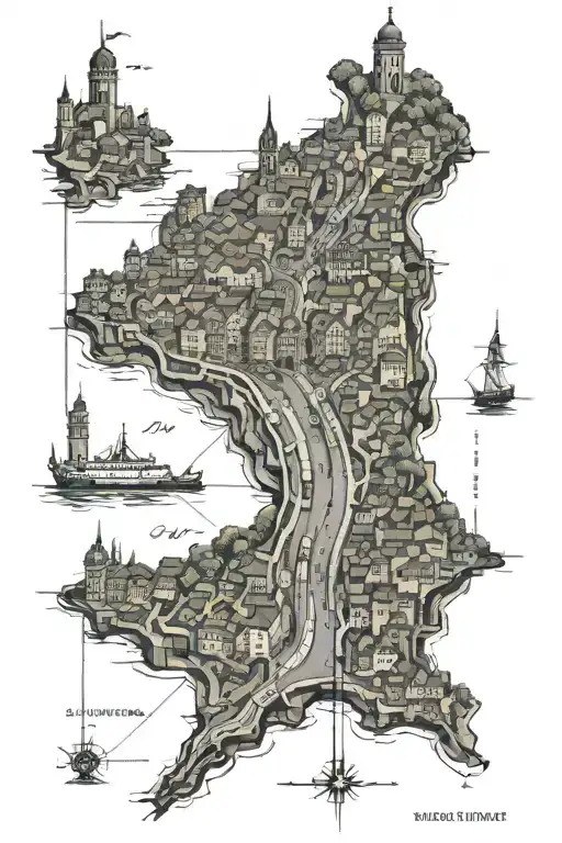 An An Old City Street Map