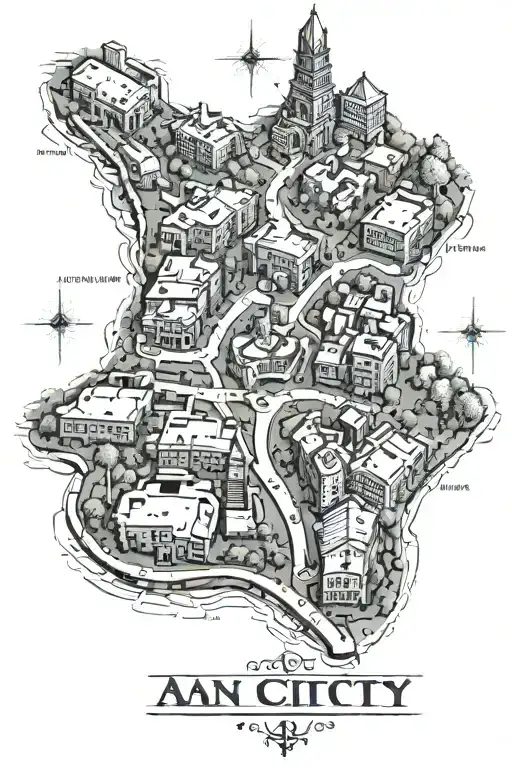 An An Old City Street Map Outline