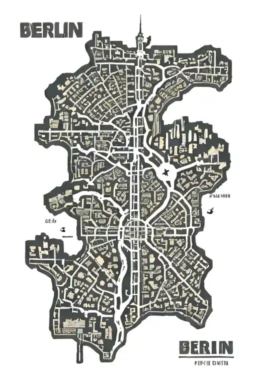An Old Berlin City Street Map Outline