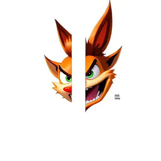 Crash Bandicot Half Realism Half Cartoon Design Inspired