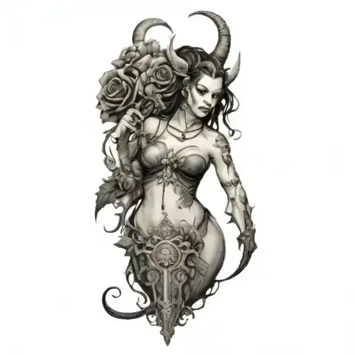 Succubus Girls Fight With Demons And Roses And Ornaments Gothic