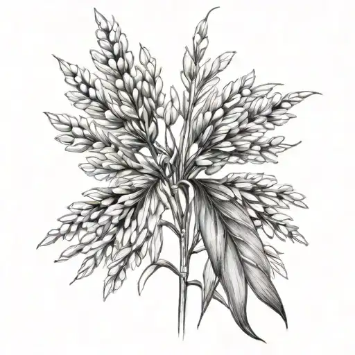 Oats Plant Black & White Tattoo Design
