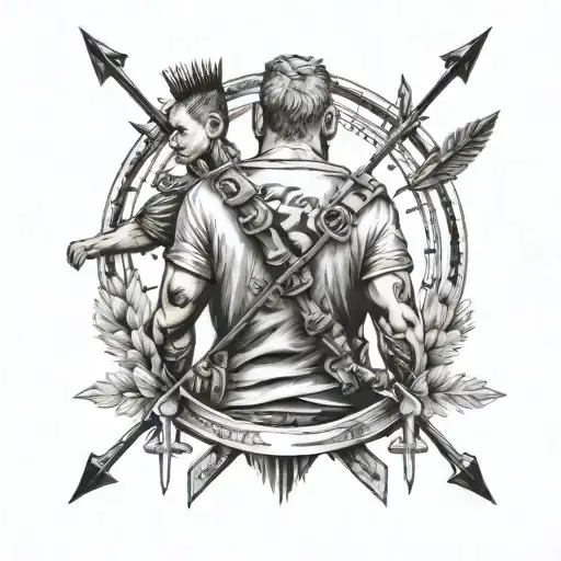 Arrows In Fathers Back To Protect Children