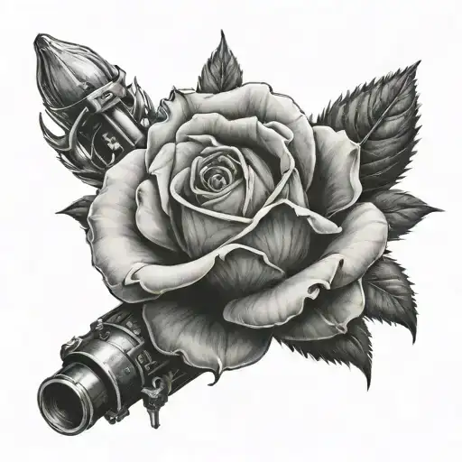 Rose Blooming Out Of Ak47 Barrel