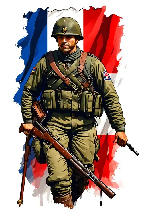 Soldier With French Flag